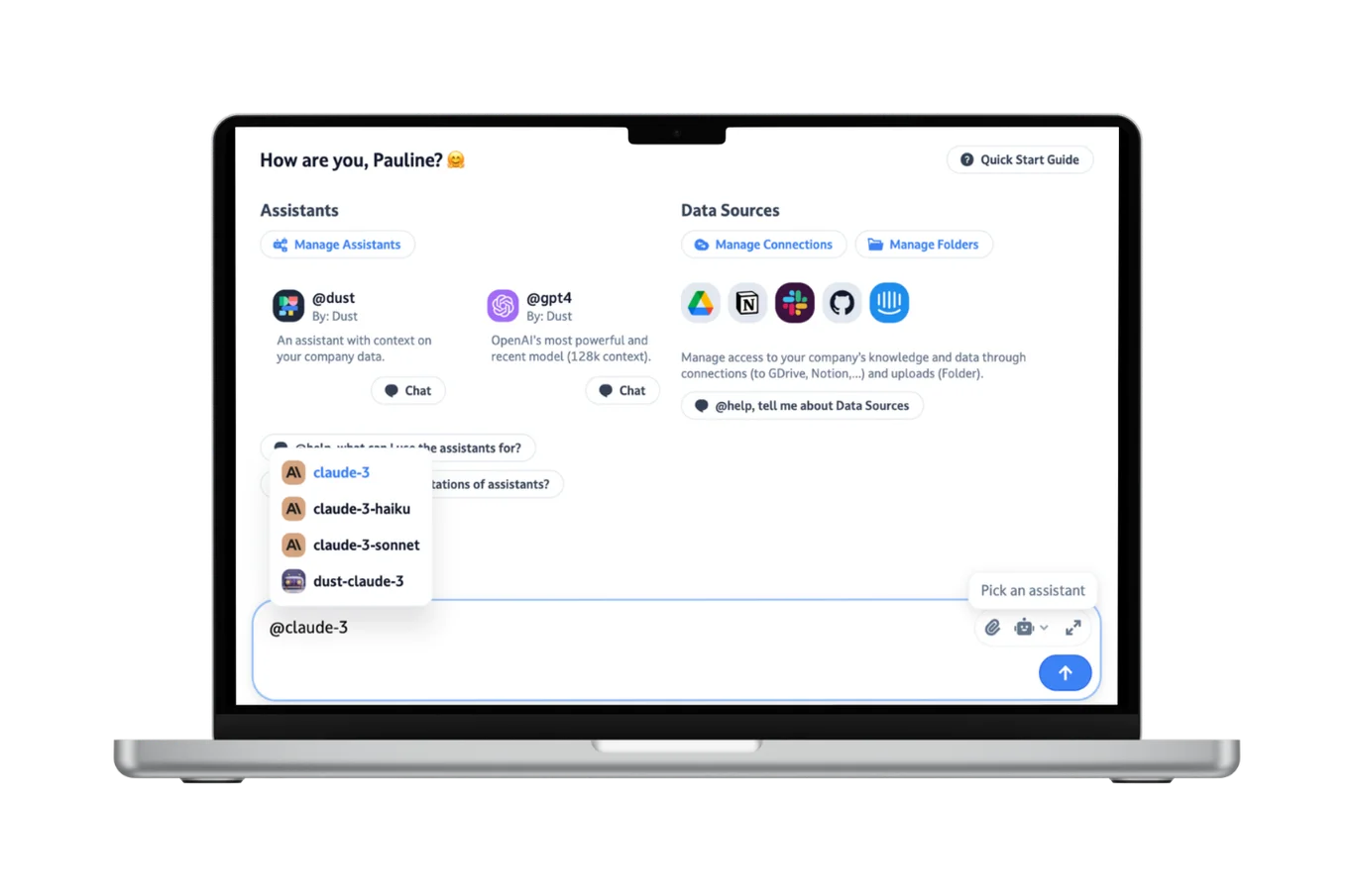 Dust AI Assistant Development project screenshot
